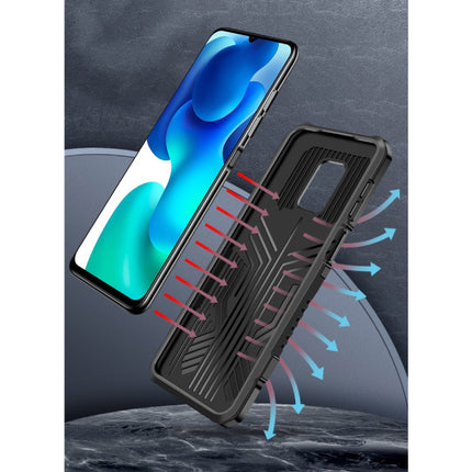 Xiaomi Redmi 10X Hoesje  - Magnetisch Shockproof Case Cover Cas TPU Grijs + Kickstand