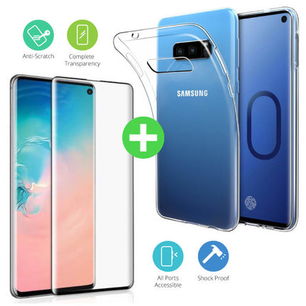 Samsung Galaxy S10e Transparant TPU Hoesje + Screen Protector Tempered Glass