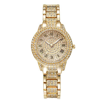 Diamond Horloge voor Dames - Luxe Strass Kwarts Polshorloge Goud