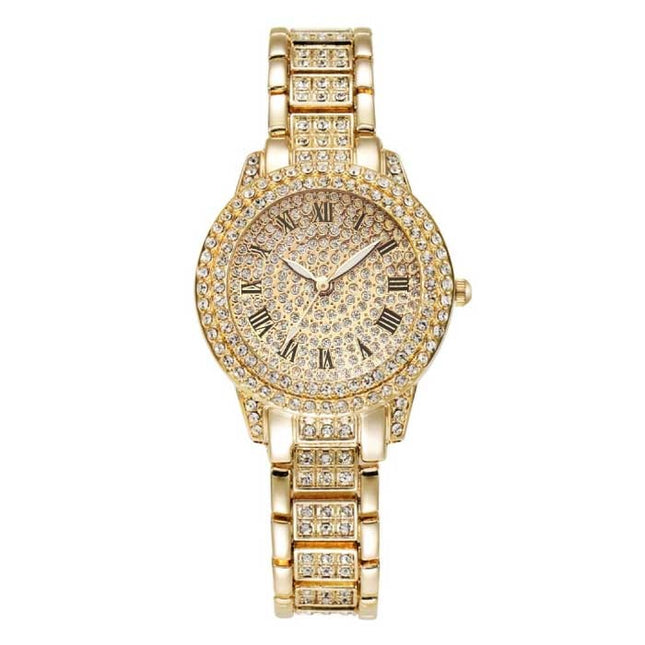 Diamond Horloge voor Dames - Luxe Strass Kwarts Polshorloge Goud