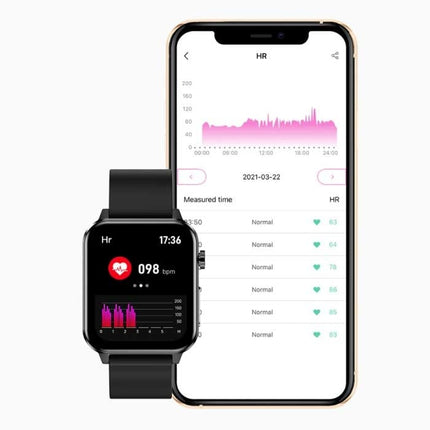E86 ECG Smartwatch met Extra Bandje - Fitness Sport Activity Tracker Horloge Android - Leren Bandje Zwart