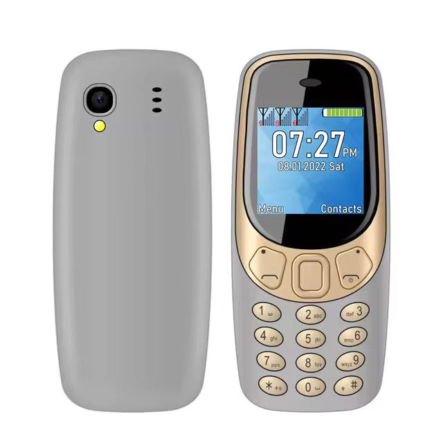Q3308 Mini Telefoon - 1.33 inch HD Scherm - Dual SIM - 600mAh Batterij - Dumphone GSM - Grijs
