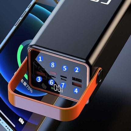 100.000mAh Powerbank met 4 Poorten - 66W Ingebouwde Zaklamp - Externe Noodaccu Batterij Oplader Charger Zwart