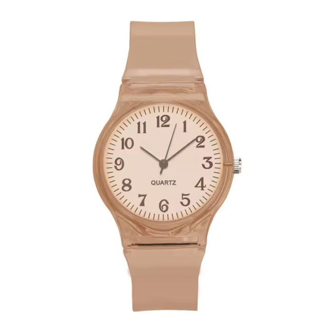 Jelly Horloge voor Dames - Kwarts Uurwerk Silicoon Bandje - Bruin