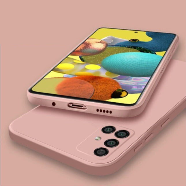 Samsung Galaxy S21 Square Silicone Hoesje - Zachte Matte Case Liquid Cover Roze