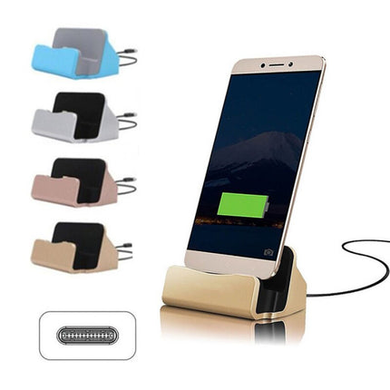 5W Oplader Standaard voor USB-C - Telefoon Houder Fast Charging Zilver