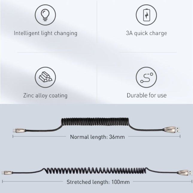 USB-C Gekrulde Spiraal Oplaadkabel Datakabel 1 Meter Oplader Rood
