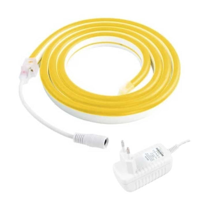 Neon LED Strip 5 Meter - Flexibele Verlichting Tube met Stekker Adapter 12V Waterdicht Geel