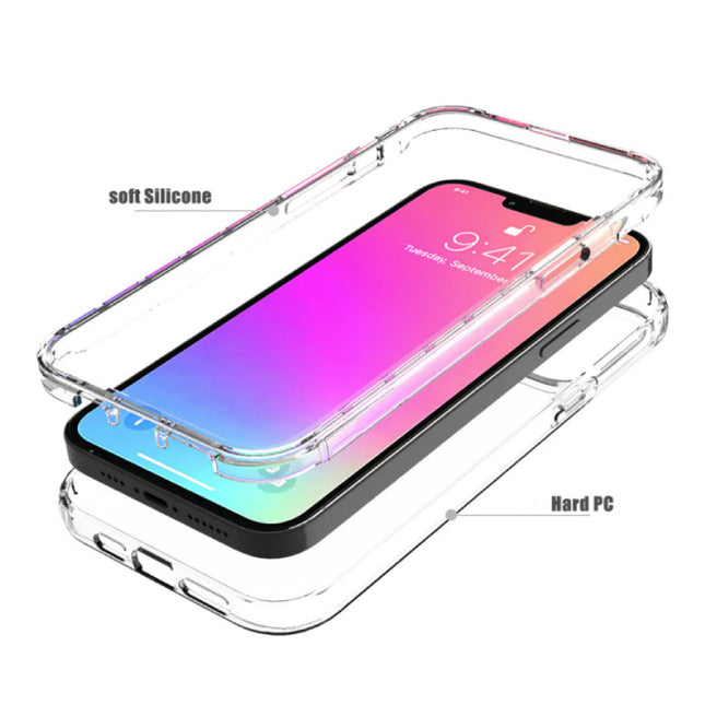 iPhone 13 Pro Max Full Body 360° Transparant TPU Silicone Hoesje + PET Screenprotector