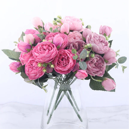 Kunst Boeket - Zijden Rozen Roos Bloemen Luxe Boeketten Decor Ornament Zwart