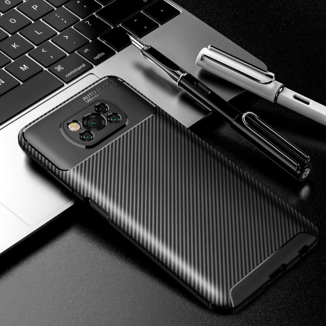 Xiaomi Mi 10T Pro Hoesje - Carbon Fiber Textuur Shockproof Case Rubber Cover Zwart