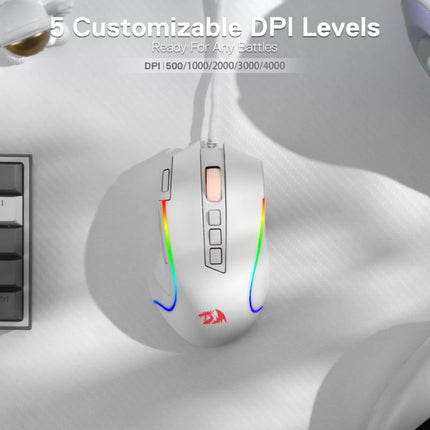 M612 Gaming Muis -  tot 8000 DPI - RGB Optisch Ergonomisch Programmeerbaar - Wit