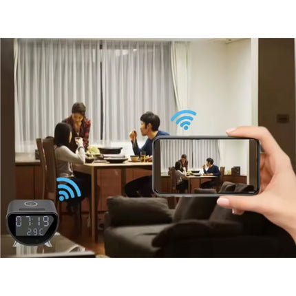 Camera Wekker - 4K WiFi Klok - Smart Home Security Night Vision Motion Detection - Zwart