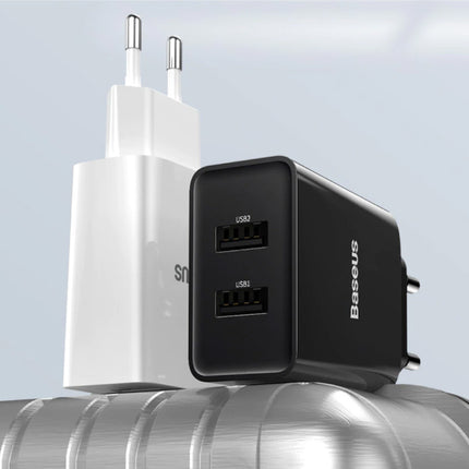 Dual 2x Port USB Stekkerlader - 2A Muur Oplader Wallcharger AC Thuislader Adapter Zwart