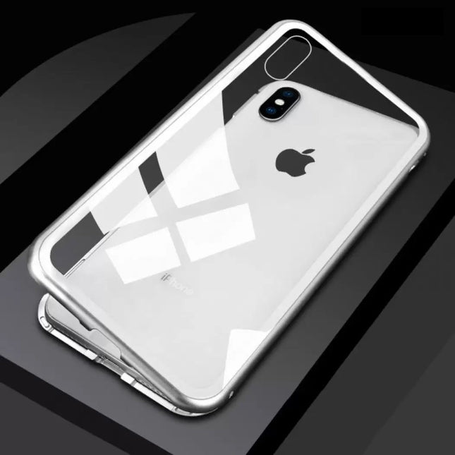 iPhone X  Magnetisch 360° Hoesje met Tempered Glass - Full Body Cover Hoesje + Screenprotector Wit