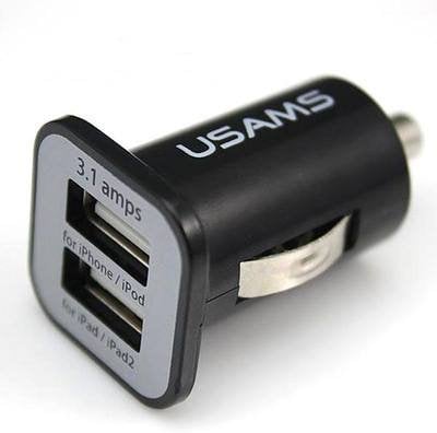 5-Pack USAMS Dual Autolader/Carcharger Zwart/Wit