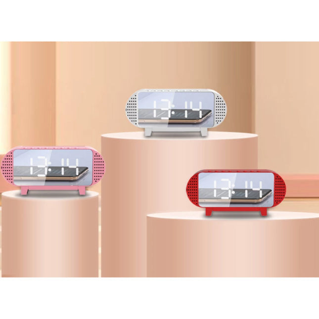 Digitale LED Klok met Luidspreker - Wekker Spiegel Alarm Telefoonhouder Snooze Helderheid Aanpassing Rood