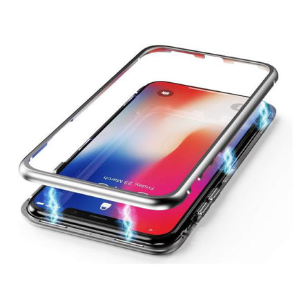 Samsung Galaxy S10 Plus Magnetisch 360° Hoesje met Tempered Glass - Full Body Cover Hoesje + Screenprotector Zilver