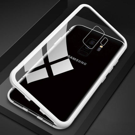 Samsung Galaxy S9 Plus Magnetisch 360° Hoesje met Tempered Glass - Full Body Cover Hoesje + Screenprotector Zilver