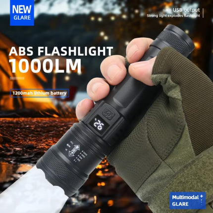 Tactische Zaklamp - 2000 Lumen LED Schijnwerper met Zoom Kamperen Noodgeval Lantaarn - Zwart