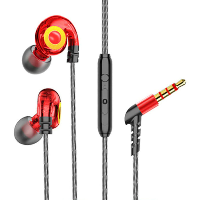 T05 Oordopjes met Microfoon en Muziek Beheer - 3.5mm AUX Oortjes Wired Earphones Oortelefoon Volumebeheer Rood