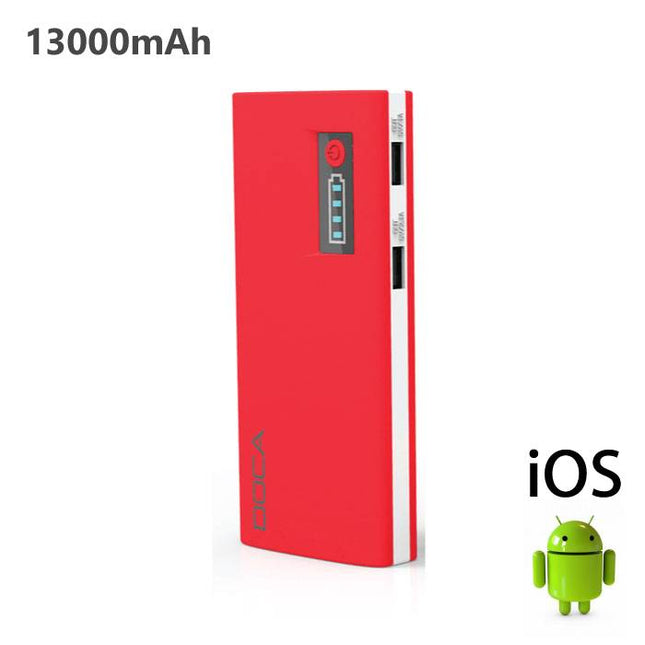 Originele DOCA D566A 13000mAh Powerbank Noodaccu Batterij Oplader Rood