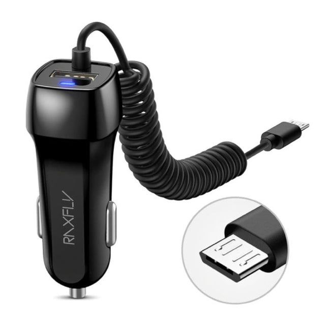 Micro-USB Autolader/Carcharger met 2.4A Fast Charging - Zwart