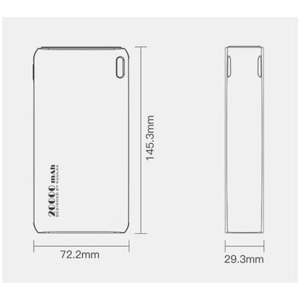 Powerbank 20.000mAh - 2.1A met 2 USB Poorten - Externe Noodaccu Batterij Oplader Charger Zwart