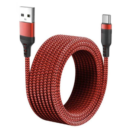 Extra Lange 8M USB-C Oplaadkabel Datakabel Gevlochten Nylon Oplader Grijs