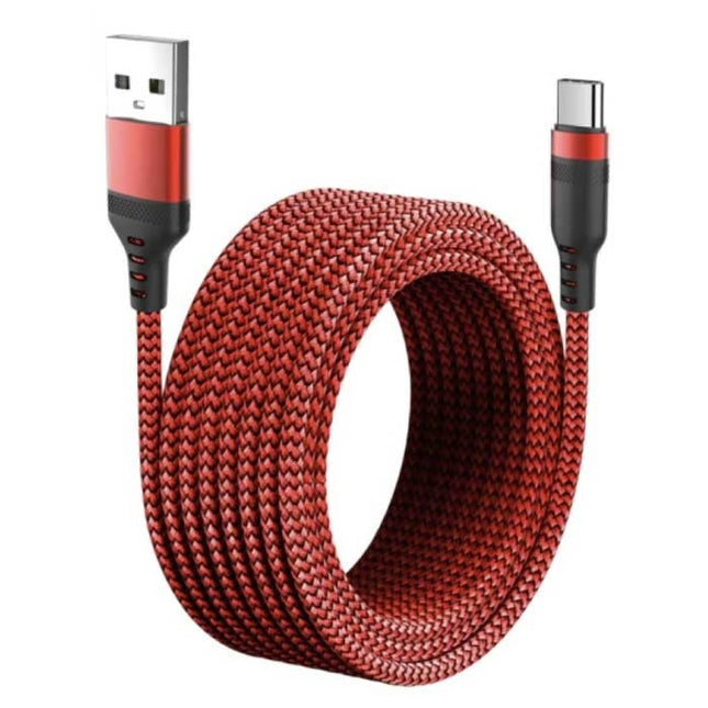 Extra Lange 8M USB-C Oplaadkabel Datakabel Gevlochten Nylon Oplader Grijs