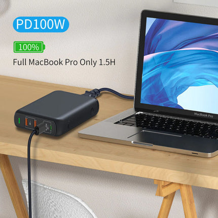 4-Port Oplaadstation - PPS / QC3.0 - 150W USB Oplader Muur Stekkerlader Wallcharger Thuislader Adapter Zwart