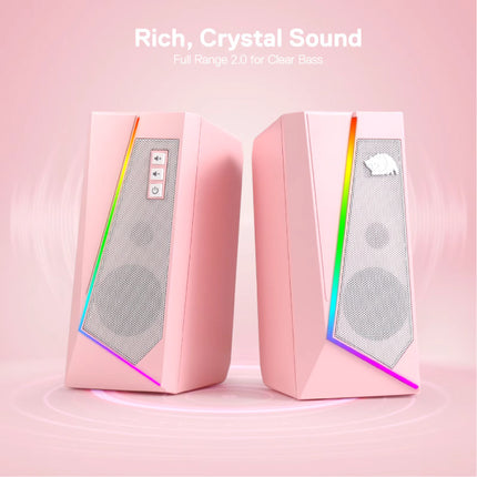 GS520 Desktop Luidspreker Set - RGB 3.5mm AUX Stereo Speaker - Zwart