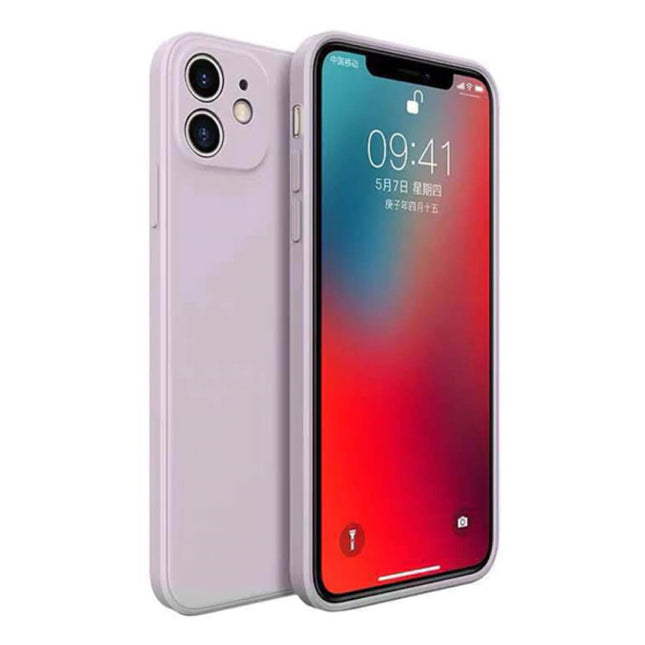 iPhone 12 Mini Square Silicone Hoesje - Zachte Matte Case Liquid Cover Grijs