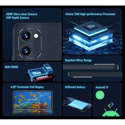 C1 Max Smartphone - 6 GB RAM - 128 GB Opslag - 50 MP Camera - 5150mAh Batterij - Nieuwstaat - 3 Jaar Garantie - Zwart