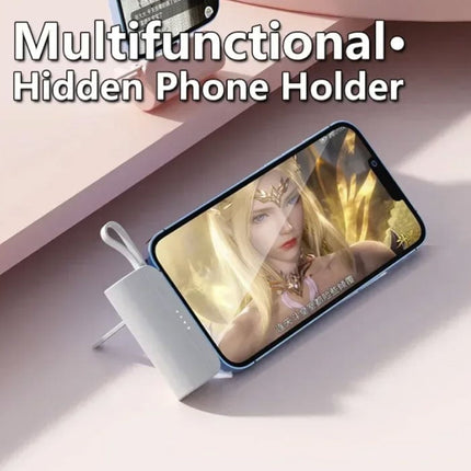 10.000mAh Mini Powerbank voor USB-C - Extra iPhone Lightning Kabel Noodaccu Batterij Oplader - Roze