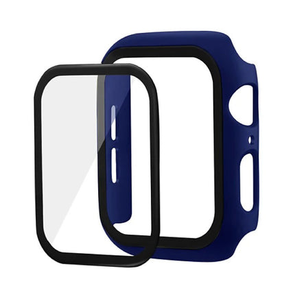 Full Cover voor iWatch Series 40mm - Hoesje en Screen Protector - Tempered Glass Hard Case TPU Blauw