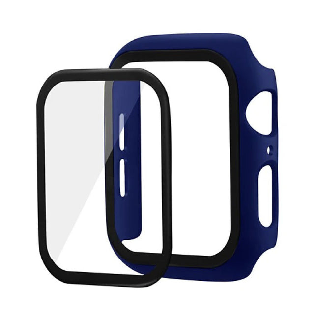 Full Cover voor iWatch Series 40mm - Hoesje en Screen Protector - Tempered Glass Hard Case TPU Blauw