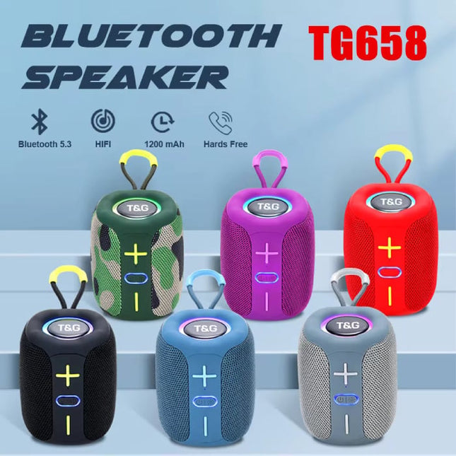 TG658 Draadloze Luidspreker - 1200mAh Batterij - Bluetooth 5.3 Subwoofer HiFi TF Radio - Grijs