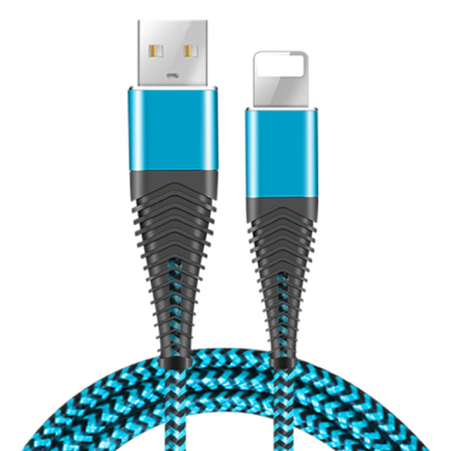 Lightning USB Oplaadkabel Datakabel 1M Gevlochten Nylon Oplader iPhone/iPad/iPod Blauw