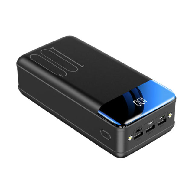 100.000mAh Powerbank met 3 Oplaadpoorten - Ingebouwde Zaklamp - Externe Accu Batterij Oplader Zwart