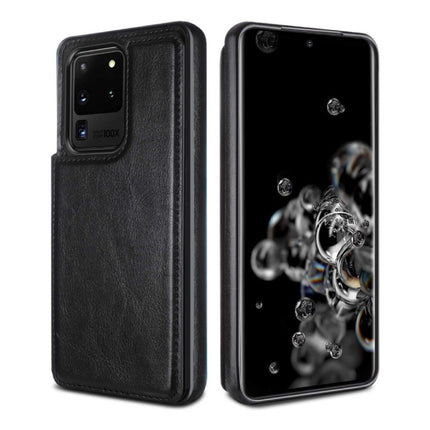 Samsung Galaxy S9 Retro Leren Flip Case Portefeuille - Wallet PU Leer Cover Cas Hoesje Zwart