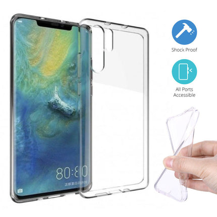 Huawei P30 Pro Transparant TPU Hoesje + Screen Protector Tempered Glass