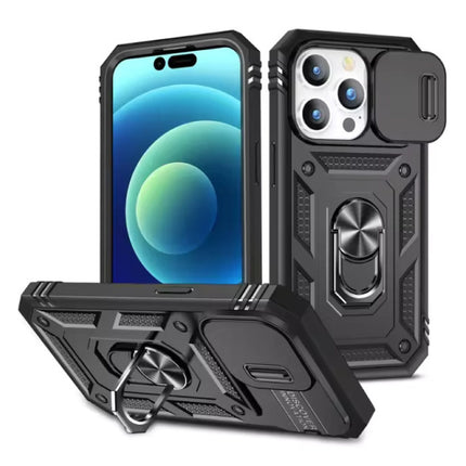Armor Hoesje voor iPhone XR - met Kickstand en Camera Slide - Magneet Grip Cover - Zwart