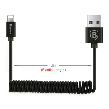 iPhone Lightning Gekrulde Spiraal Oplaadkabel Datakabel 1.6 Meter Oplader Zwart