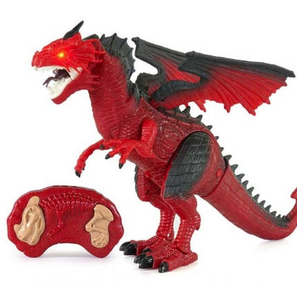 RC Vuur Draak met Afstandsbediening - Infrarood Bestuurbaar Speelgoed Dino Robot Rood