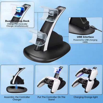 Oplaadstation voor PlayStation 5 Controllers - PS5 Charging Dock Dual Laadstation - Wit