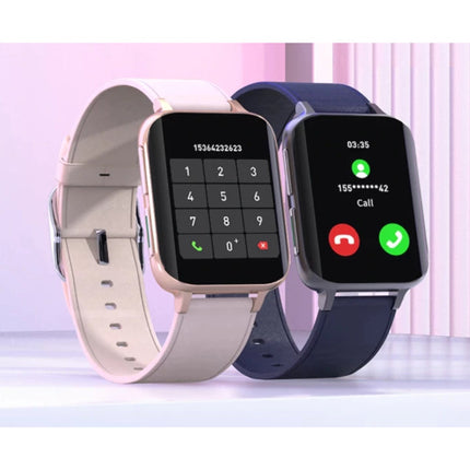 2021 ECG Smartwatch - Leer Bandje Fitness Sport Activity Tracker Horloge Android - Blauw