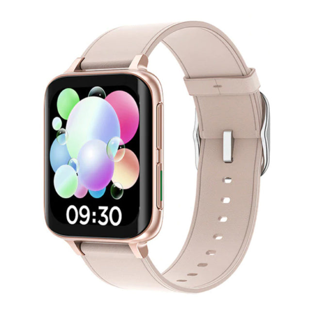 2021 ECG Smartwatch - Leer Bandje Fitness Sport Activity Tracker Horloge Android - Rose Gold