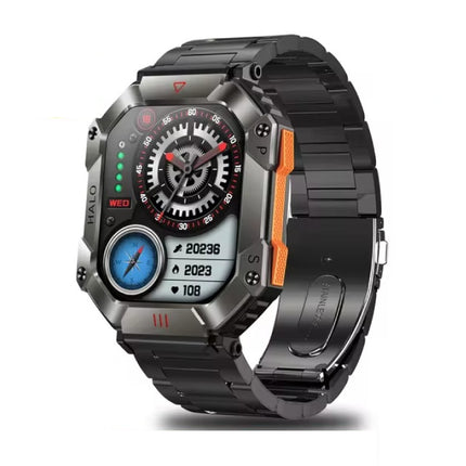 Halo Smartwatch - Staal Bandje - 2" Display - Hartslag Zuurstof Sport Tracker Horloge - Zwart