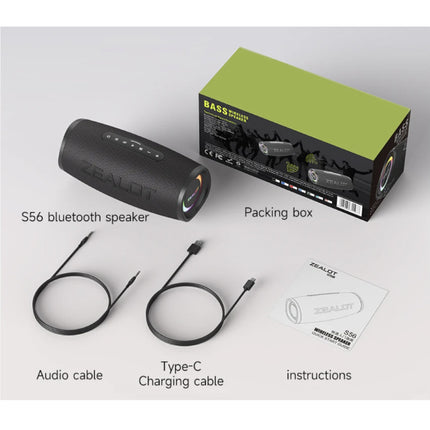 S56 Bluetooth 5.2 RGB Soundbox - 8000mAh Batterij - 3D HiFi Draadloze Luidspreker - Zwart